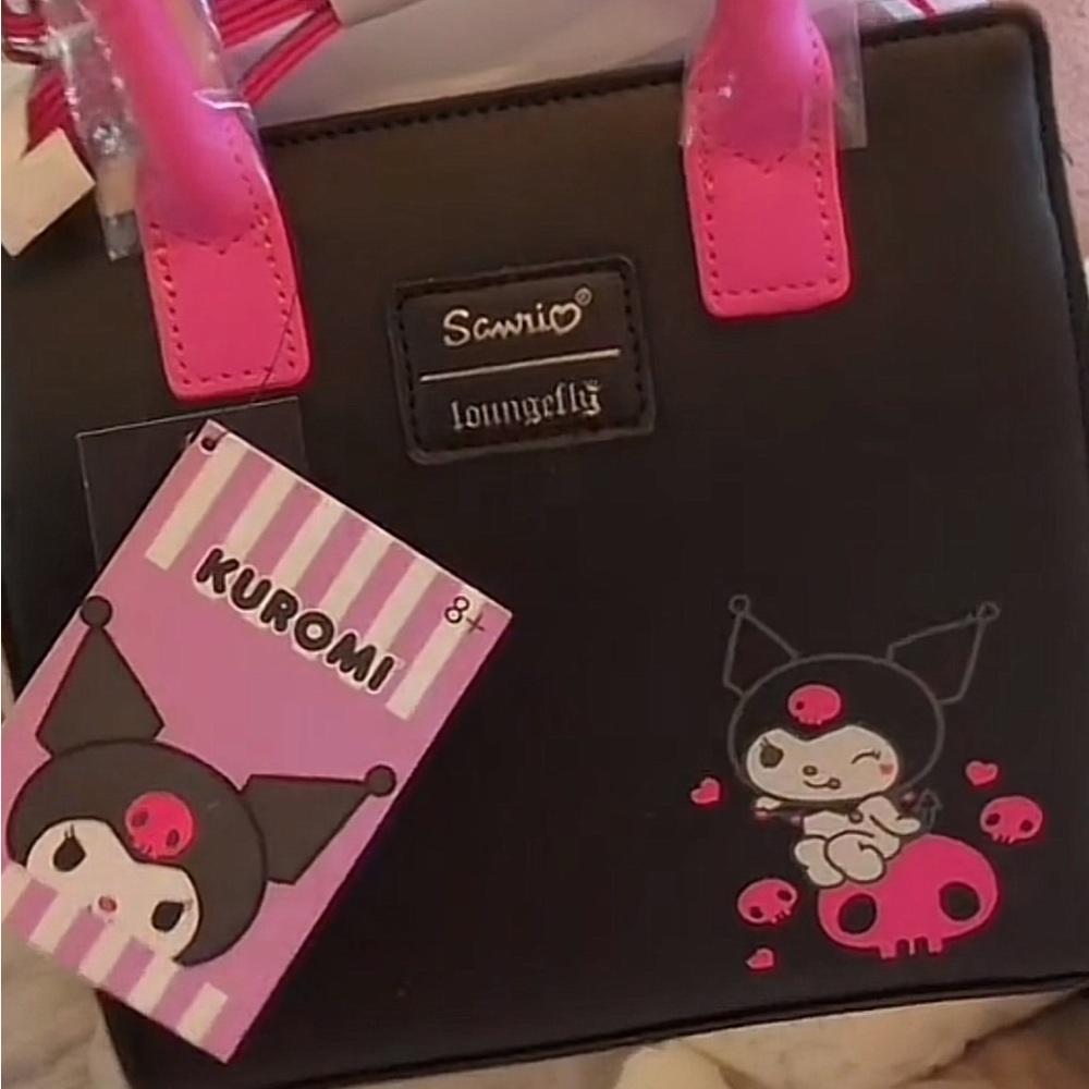 Sanrio Loungefly Kuromi crossbody black and hot pink bag NEW